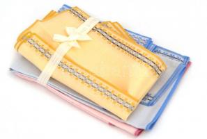 Össz. 6 db Centrotex retró textil bomull zsebkendő három különböző színben, újszerű állapotban, eredeti karton dobozában