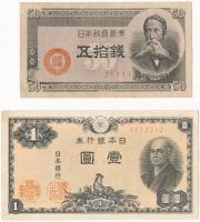 Japán 1948. 50s + 1946. 1Y T:III Japan 1948. 50 Sen + 1946. 1 Yen C:F Krause P#61, P#85
