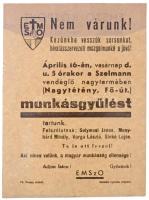 1935. "EMSZO (Egyházközségi Munkásosztályok)" zománcozott Br gomblyukjelvény munkásgyűlési...