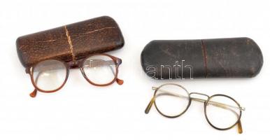 2 db régi szemüveg, tokban, 11x4x12 cm, 12x4x12 cm