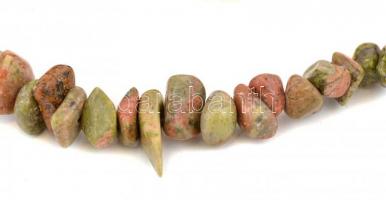 Unakit ásvány nyaklánc és karkötő, h: 50 cm, d: 6 cm