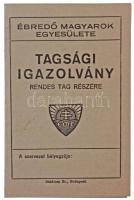 ~1920-1930. "ÉME (Ébredő Magyarok Egyesülete)" zománcozott Br kitűző tagsági igazolvánnyal...
