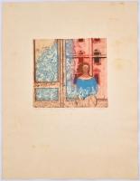Breznay József (1916-2012): Nosztalgia. Színezett rézkarc, papír, jelzett, kissé foltos, számozott (28/100), ajándékozási sorokkal, 19×21,5 cm