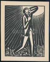 Frans Masereel (1889-1972): Napbanéző, fametszet, papír, jelzett a metszeten, 13,5×10,5 cm