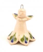 Sárkányos címerpajzs, festett, mázas kerámia, jelzés nélkül, apró kopásokkal 10,5x11 cm+ Angyalkás f...