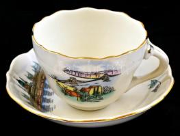 Aquincumi csésze és hozzátartozó alj, matricás, apró kopásokkal, jelzett, m: 4,5 cm, d: 10,5 cm