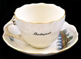 Aquincumi csésze és hozzátartozó alj, matricás, apró kopásokkal, jelzett, m: 4,5 cm, d: 10,5 cm