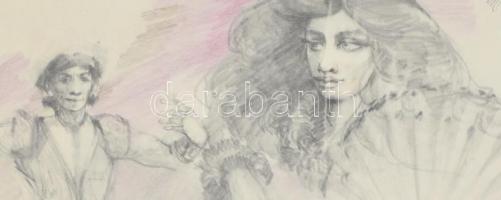 Szentandrássy István (1957-2020): Bikaviadal (Federico Garcia Lorca illusztráció). Ceruza, papír, je...