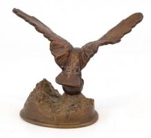 Turul szobor, talapzaton, bronz, jelzés nélkül, m: 18 cm talapzattal együtt