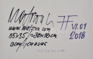 Matzon Ákos (1945-): Fedő és fedett, 2018.VI.01. Akril, vászon, falapra kasírozva, hátoldalán jelzet...