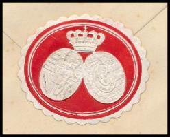 A toscanai nagyhercegnő dekoratív dombornyomású levélzárója 1918-ban Salzburgban feladott levél háto...