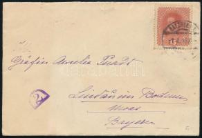 A toscanai nagyhercegnő dekoratív dombornyomású levélzárója 1918-ban Salzburgban feladott levél háto...