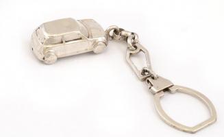 Ezüst(Ag) kisautós kulcstartó, jelzés nélkül, h: 11,5 cm, nettó: 15,5 g