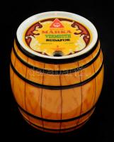 Hollóházi Márka Vermouth porcelán hordó, matricás, jelzett, kopásokkal m: 7,5 cm