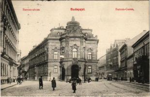 1910 Budapest VIII. Baross utca, villamos, Wenckheim-palota (ma Szabó Ervin könyvtár), üzlet