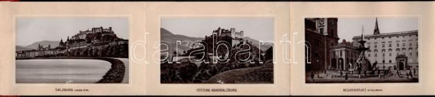 cca 1890 Album von Salzburg leporelló, 17 fekete-fehér képpel, papírkötésben