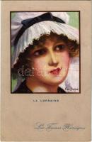 La Lorraine / French lady art postcard, lady from Lorraine. Les Femmes Heroiques. Visé Paris No. 44. s: Em. Dupuis (EK)