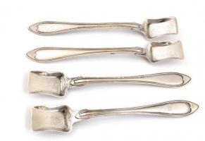 Ezüst(Ag) fűszeres kanál, 4 db, jelzett, h: 10 cm, nettó: 26,24 g