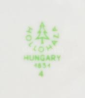 Hollóházi porcelán cukortartók, 2 db, matricás, jelzett, apró kopásokkal, m: 6,5 cm