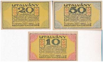 Székesfehérvár 1921. 10f + 20f + 50f + 1K + 2K + 3K + 5K "Légszeszgyár és Vegyiművek Részvénytá...