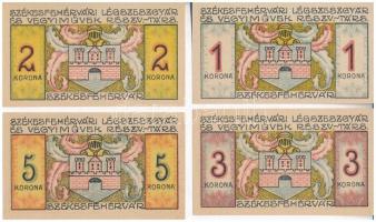 Székesfehérvár 1921. 10f + 20f + 50f + 1K + 2K + 3K + 5K "Légszeszgyár és Vegyiművek Részvénytá...