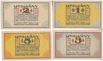 Székesfehérvár 1921. 10f + 20f + 50f + 1K + 2K + 3K + 5K "Légszeszgyár és Vegyiművek Részvénytá...