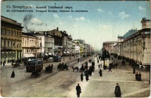 1916 Saint Petersburg, St. Petersbourg; Prospect Nevsky, Galeries de commerce / street view, tram, Trade Row + K.u.K. Inf. Div. San. Anst. Nr. 68. (EK)