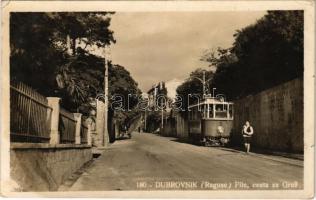 Dubrovnik, Ragusa; Pile, cesta za Gruz / street view, tram (Rb)