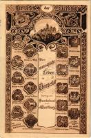 1908 Wartburg, Das menschliche Leben in Thiergestalt. Gang am Banketsaal der Wartburg / castle. Art Nouveau. Verlagsanstalt C. Jagemann