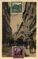 1923 Wien, Vienna, Bécs I. Singerstrasse / street view, shops, horse-drawn carriages. K. L. Serie XXXIII. 1. TCV card (fl)