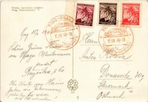 1940 Praha, Prag, Prague; Vácilavské námestí / Wenzelsplatz / square, trams, automobiles  (EK)