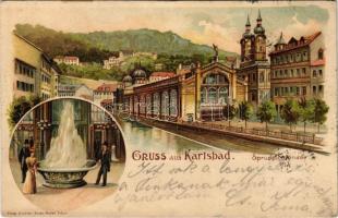 1899 Karlovy Vary, Karlsbad; Sprudelcolonade / spa, bath. Friedr. Kirchner Kunst-Anstalt Art Nouveau, litho (EK)