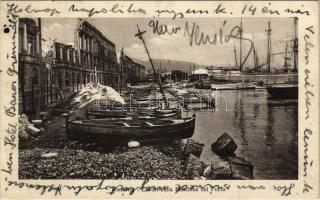 1912 Messina, Lavori sulla Banchina del Porto / port, boats, ruins. Fototipia Alterocca 7048.