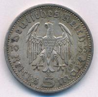 Német Harmadik Birodalom 1935A 5M Ag "Hindenburg" T:2-
German Third Empire 1935A 5 Reichs...
