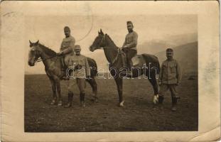 1915 Osztrák-magyar lovaskatonák a fronton / WWI Austro-Hungarian K.u.K. military, cavalrymen, soldeirs. photo + M. kir. bpesti 1. népf. gyalog ezred K.u.K. FELDPOSTAMT 170 (EB)