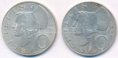 Ausztria 1969-1970. 10Sch Ag (2xklf) T:1-,2  Austria 1969-1970. 10 Schilling Ag (2xdiff) C:AU,XF