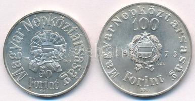 1973. 50Ft Ag + 100Ft Ag "Petőfi" T:BU patina
Adamo EM41, EM42
