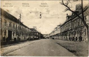 1912 Zimony, Semlin, Zemun; Fő utca / Glavna ulica / street (lyuk / pinholes)