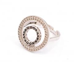 Ezüst(Ag) dupla körös gyűrű, Pandora jelzéssel, állítható mérettel, bruttó: 3,31 g