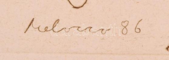 Melocco Miklós (1935-): Anubisz. Rézkarc, karton, jelzett, számozott (43/100), karton felülete kiseb...