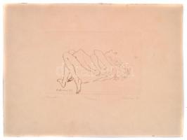 Melocco Miklós (1935-): Anubisz. Rézkarc, karton, jelzett, számozott (43/100), karton felülete kiseb...