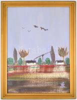 Tóth-Vissó Árpád (1921-2001): Alföldi táj (Alföld sorozat). Olaj, farost, jelzett, hátoldalán két cí...