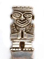 Ezüst(Ag) inka mintájú kés, jelzett, h: 19,5 cm, nettó: 72,3 g