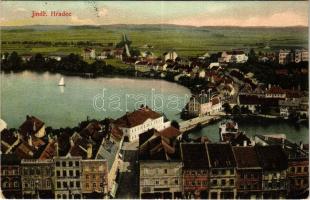1908 Jindrichuv Hradec, Neuhaus; general view, bridge. Jos. Eug. Kroupa (EK)