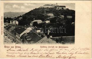1902 Brno, Brünn; Spielberg oberhalb der Bäckergasse / street view, Spilberk Castle. Verlag Ascher & Redlich
