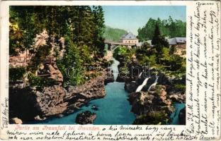 1903 Gmunden, Partie am Traunfall bei Gmunden / waterfall, wooden bridge. Verlag F. E. Brandt 239. (EB)