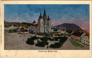 Mariazell, Gruss aus Maria Zell / main square, church. Lunakarte 16086. (pinhole)