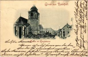 1897 (Vorläufer!) Radolfzell am Bodensee, Kirche mit Hauptstrasse / church, main street. Kunstanst. Lautz & Isenbeck 4247. (EK)