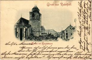 1897 (Vorläufer!) Radolfzell am Bodensee, Kirche mit Hauptstrasse / church, main street. Kunstanst. ...