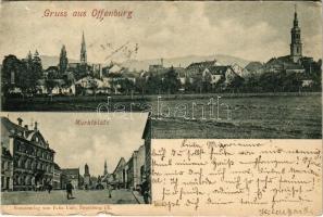 1899 Offenburg, Marktplatz / general view, marketplace, monument. Kunstverlag von Felix Luib (small tear)